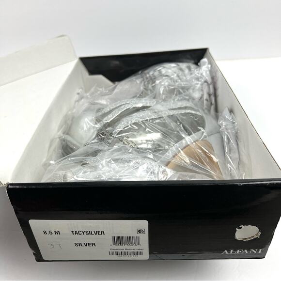 Alfani Women’s Tacy Silver Metallic Platform Strappy Formal Heels 8.5 - Picture 3 of 12